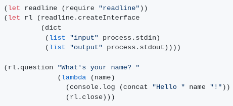 Code showcasing the lulu programming language